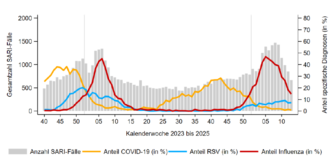 Verlauf der COVID- und Grippewelle